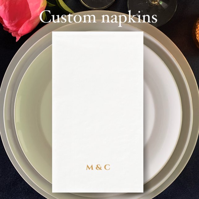 Monogram Gold 50th Wedding Anniversary Party Napkin (Add couple’s initials for stylish golden monogrammed 50th anniversary party napkins.
)