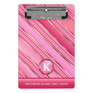 Monogram Gold and Pink Cotton Candy Mini Clipboard