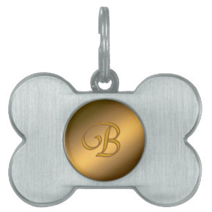 Monogram Gold B Pet ID Tag