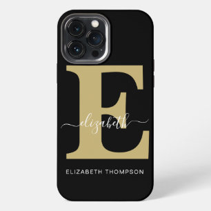 Monogram Gold Black Customised Script Name iPhone 13 Pro Max Case