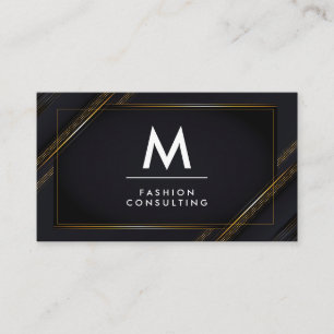 Monogram   Gold Black Lux Background Business Card