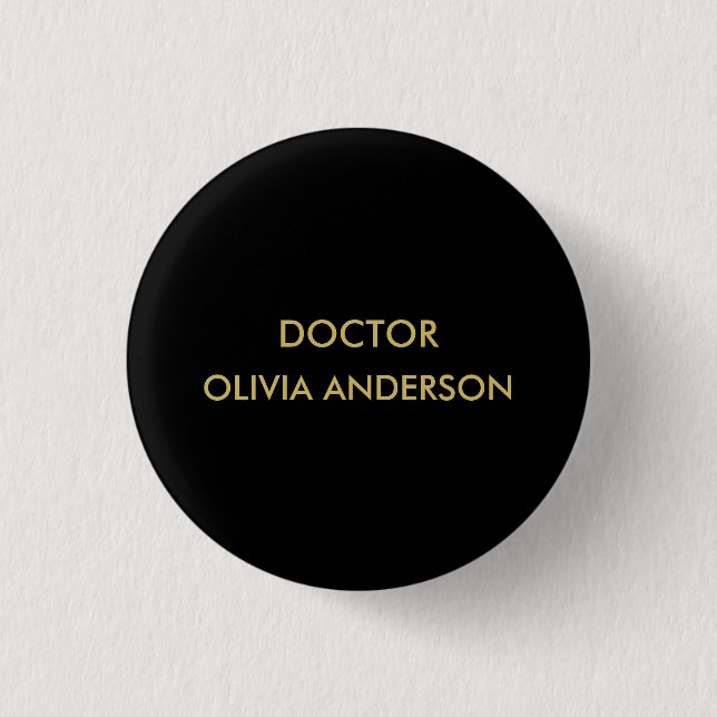 Monogram Gold Black Minimalist Modern 3 Cm Round Badge (Front)