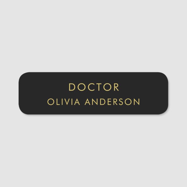 Monogram Gold Black Minimalist Modern Name Tag (Front)