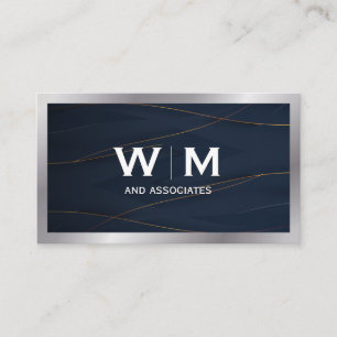 Monogram   Gold Blue Background Business Card
