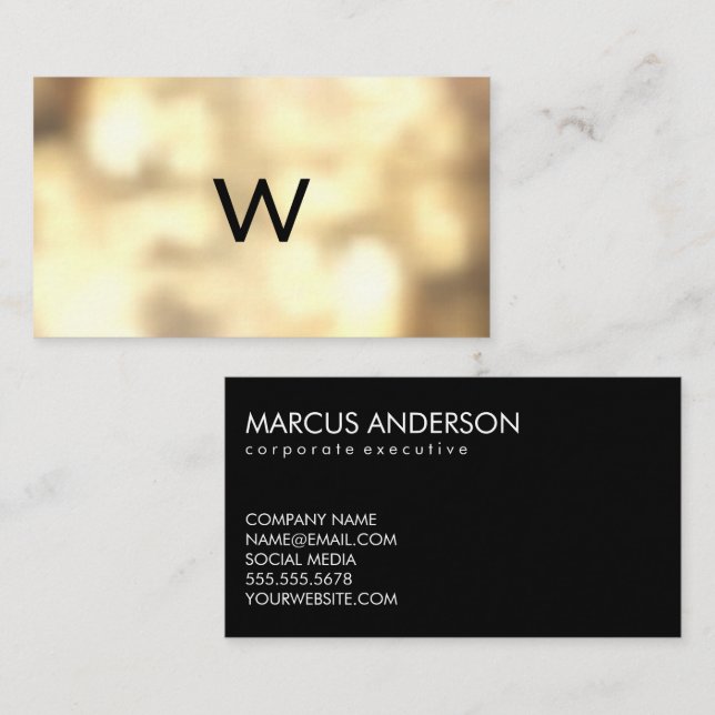 Monogram | Gold Boke Business Card (Front/Back)