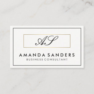 Monogram Gold Border Minimalist Business Card