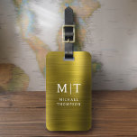 Monogram Gold Brushed Metallic Elegant Luggage Tag<br><div class="desc">Elevate your travel experience with our Classic Elegant Modern Minimalist Monogram Luggage Tag. This meticulously designed accessory seamlessly combines timeless elegance with contemporary minimalism, ensuring your luggage stands out with sophistication. Crafted with precision and attention to detail, this luggage tag is more than just a practical item; it's a personalised...</div>