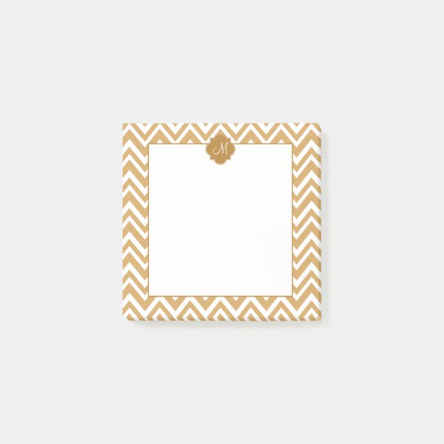 Monogram Gold Chevron Pattern Post-it Notes (Front)