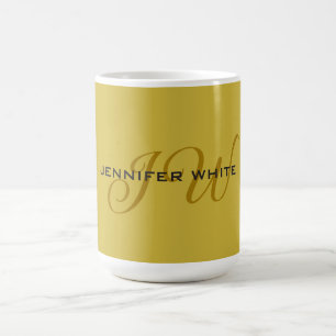 Monogram Gold Colour Plain Modern Minimalist Coffee Mug