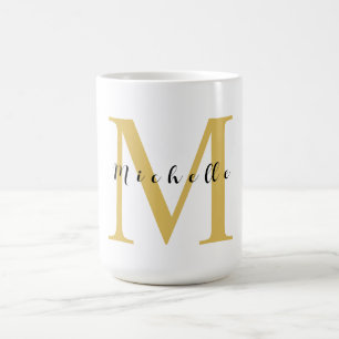 Monogram Gold Colour Your Name Special Gift Belove Coffee Mug