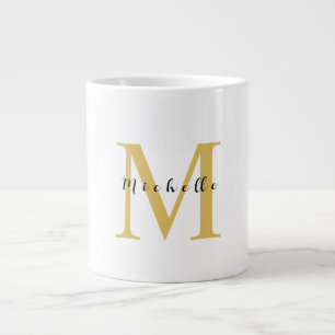 Monogram Gold Colour Your Name Special Gift Belove Large Coffee Mug