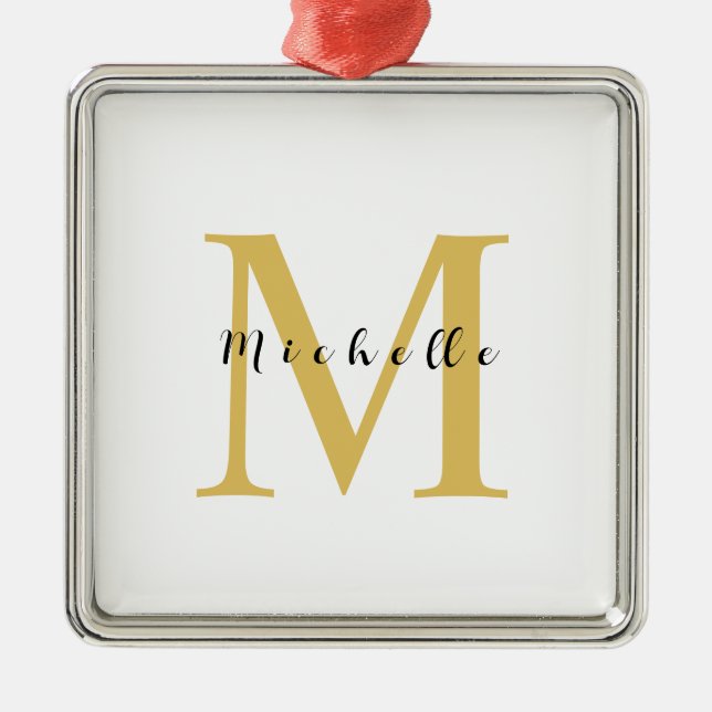 Monogram Gold Colour Your Name Special Gift Belove Metal Ornament (Front)