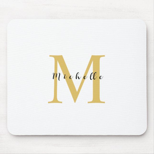Monogram Gold Colour Your Name Special Gift Belove Mouse Pad (Front)