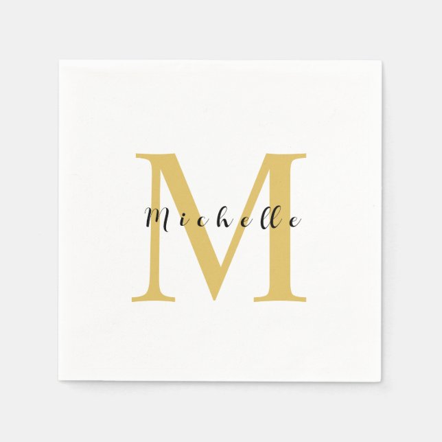 Monogram Gold Colour Your Name Special Gift Belove Napkin (Front)