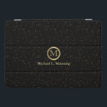 Monogram Gold Confetti on Black iPad Pro Cover<br><div class="desc">Monogram Styled iPad Cover ready for you to personalise. ⭐This Product is 100% Customisable. *****Click on CUSTOMIZE BUTTON to add, delete, move, resize, changed around, rotate, etc... any of the graphics or text or use the fill in boxes. ⭐99% of my designs in my store are done in layers. This...</div>
