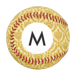 Monogram Gold damask Baseball