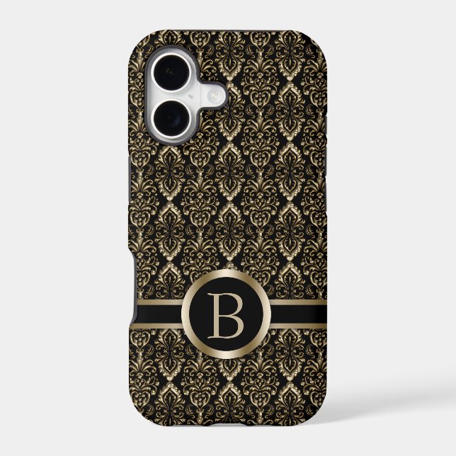 Monogram Gold Damask Pattern (Back)