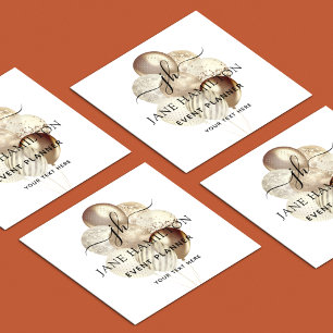 Monogram Gold Event Planner Square Business Card