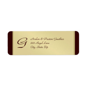 Monogram Gold Faux Metal Brown Address Label Return Address Label