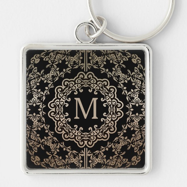 Monogram Gold Filigree Motif Key Chain (Front)