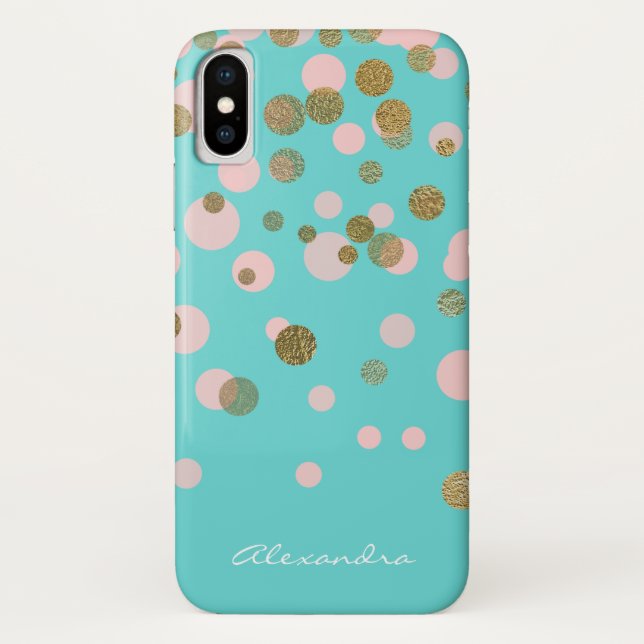 Monogram Gold Foil and Rose Gold Confetti Case-Mate iPhone Case (Back)