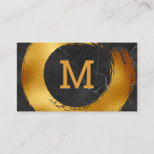 Monogram   Gold Foil Circular Brushed Business Card