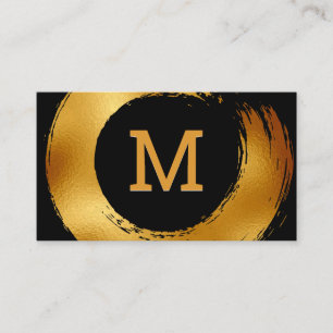 Monogram Gold Foil Circular Brushed Business Card