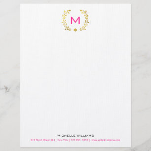 Monogram Gold Foil Laurel & Spade Customised Letterhead