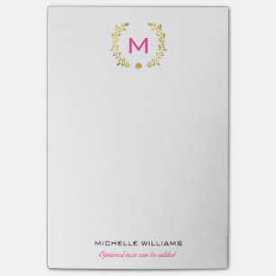 Monogram Gold Foil Laurel & Spade Post-it Notes