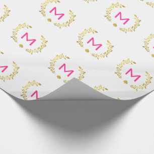 Monogram Gold Foil Laurel & Spade Wrapping Paper