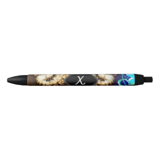 Monogram Gold Fractal Black Ink Pen