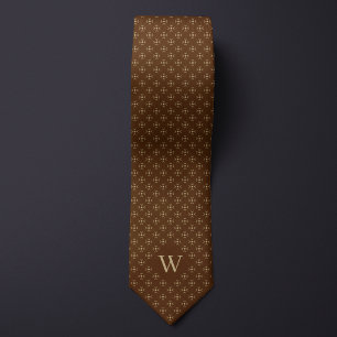 Monogram Gold Geometric Pattern Tie