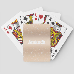 Monogram gold glitter playing cards