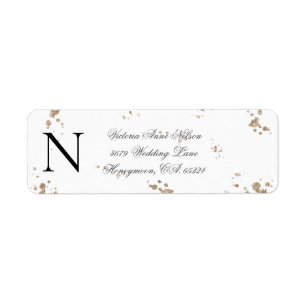 Monogram Gold Glitter Return Address  Label
