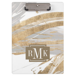 Monogram   Gold & Grey Clipboard