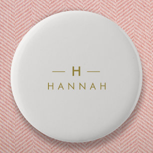 Monogram Gold Grey Minimalist Elegant Modern 6 Cm Round Badge