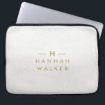 Monogram Gold Grey | Minimalist Elegant Modern Laptop Sleeve<br><div class="desc">A simple stylish custom monogram design in a gold modern minimalist typography on an elegant minimalist soft taupe grey background. The monogram initials and name can easily be personalised along with the feature line to make a design as unique as you are! The perfect bespoke gift or accessory for any...</div>