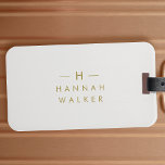 Monogram Gold Grey | Minimalist Elegant Modern Luggage Tag<br><div class="desc">A simple stylish custom monogram design in a gold modern minimalist typography on an elegant minimalist soft taupe grey background. The monogram initials and name can easily be personalised along with the feature line to make a design as unique as you are! The perfect bespoke gift or accessory for any...</div>