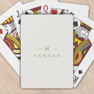 Monogram Gold Grey Minimalist Elegant Modern Playing Cards