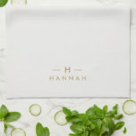 Monogram Gold Grey | Minimalist Elegant Modern Tea Towel<br><div class="desc">A simple stylish custom monogram design in a gold modern minimalist typography on an elegant minimalist soft taupe grey background. The monogram initials and name can easily be personalised along with the feature line to make a design as unique as you are! The perfect bespoke gift or accessory for any...</div>