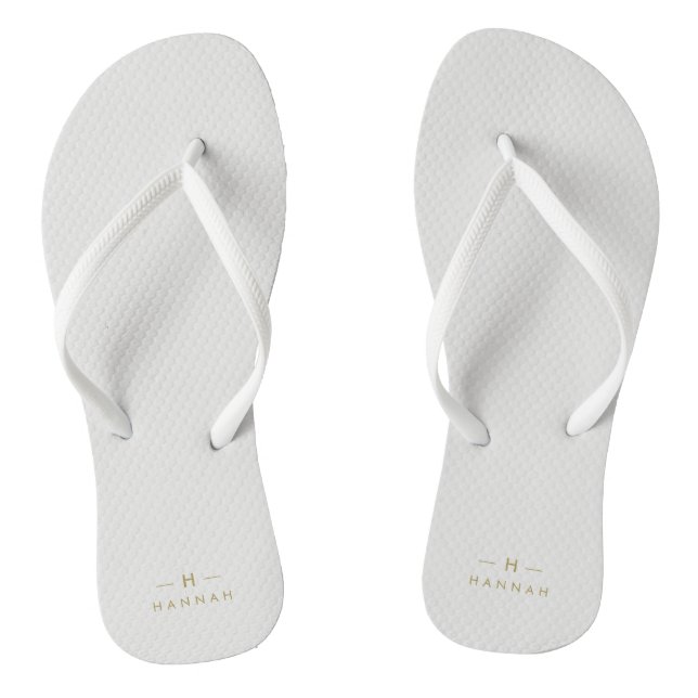 Monogram Gold Grey | Minimalist Elegant Modern Thongs (Footbed)