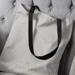 Monogram Gold Grey | Minimalist Elegant Modern Tote Bag<br><div class="desc">A simple stylish custom monogram design in a gold modern minimalist typography on an elegant minimalist soft taupe grey background. The monogram initials and name can easily be personalised along with the feature line to make a design as unique as you are! The perfect bespoke gift or accessory for any...</div>
