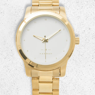 Monogram Gold Grey   Minimalist Elegant Modern Watch