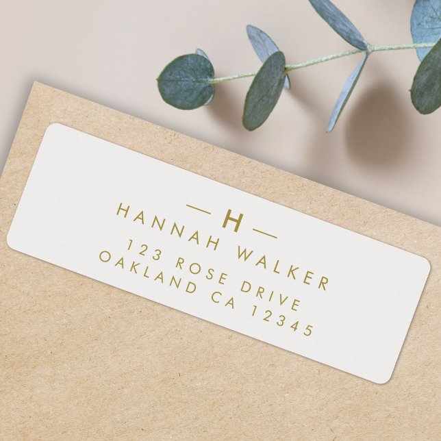 Monogram Gold Grey | Minimalist Return Address Label (Elegant gold monogram return address label by Guava - refined, modern, and easily customizable)