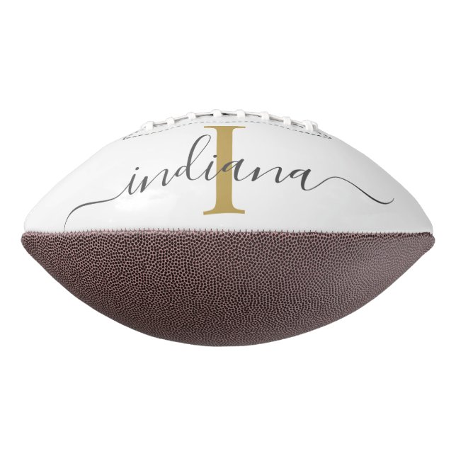 Monogram Gold Grey Script Name Modern Football (Rotated 90)