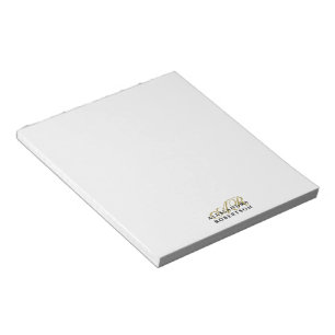 Monogram Gold Initials Black Name White Minimalist Notepad