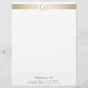 Monogram Gold Laurel Wreath Modern Elegant Personalized Letterhead