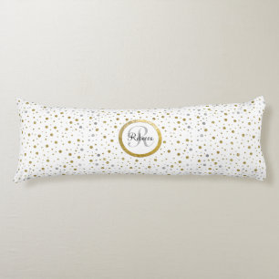 Monogram Gold Leaf Print Silver Confetti Body Cushion