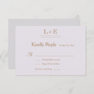 Monogram Gold Lilac Grey Ampersand Wedding RSVP Invitation