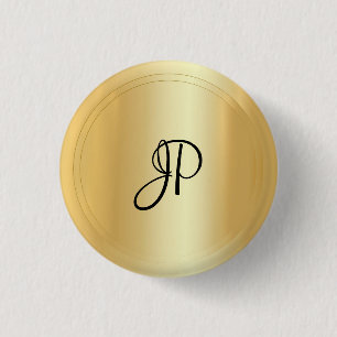 Monogram Gold Look Elegant Modern Template 3 Cm Round Badge